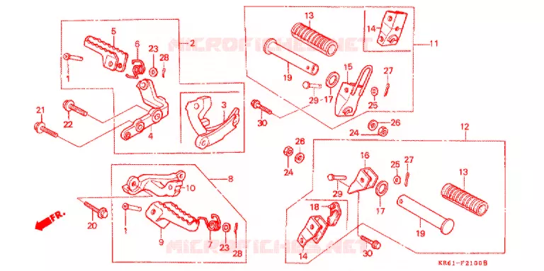 FOOTREST (1) (RF/R2F/RH/R3J/RK/RL/R3L) Honda MOTO 250 XL 1990  XLR250R3L