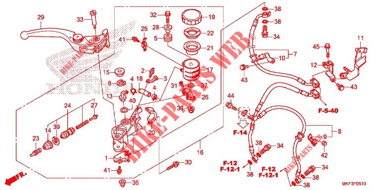 FRONT BRAKE MASTER CYLINDER (CBR1000RA/S1/S2) for Honda CBR 1000 ABS RED 2018