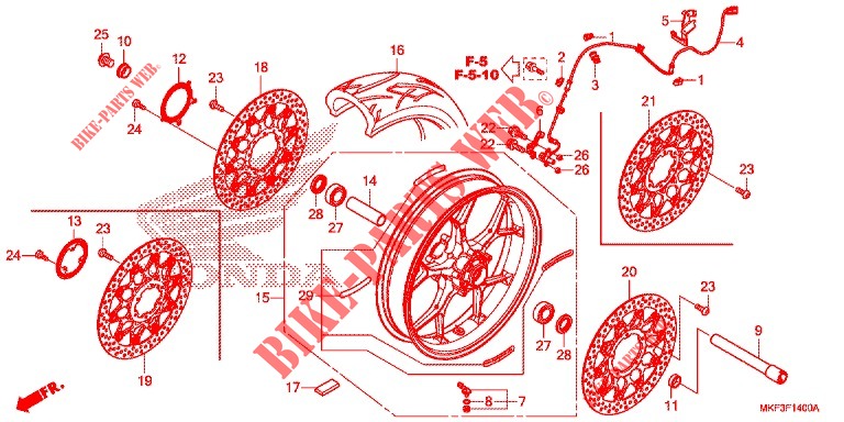 FRONT WHEEL for Honda CBR 1000 ABS RED 2018