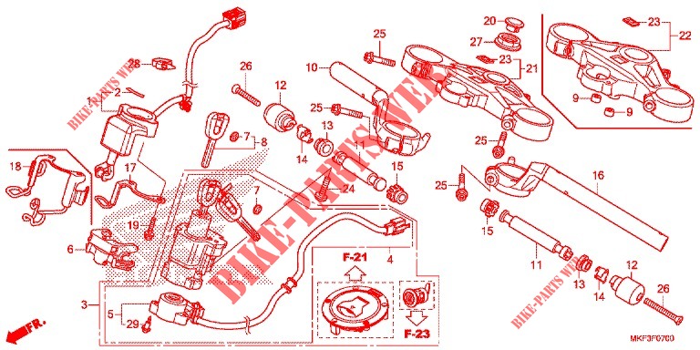 HANDLEBAR   TRIPLE CLAMP   STEERING STEM for Honda CBR 1000 ABS RED 2018