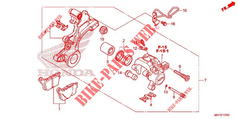 REAR BRAKE CALIPER for Honda CBR 1000 ABS RED 2018