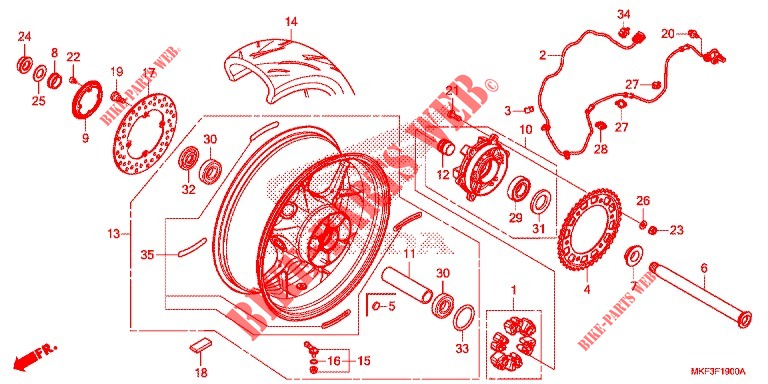REAR WHEEL for Honda CBR 1000 ABS RED 2018