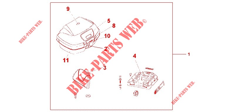 TOP BOX 45L for Honda DEAUVILLE 700 ABS 2007