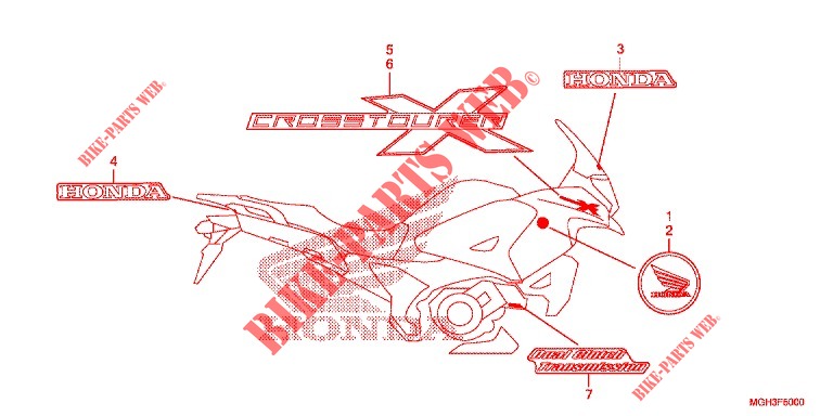 MARK/EMBLEM (BR,E,ED,F,KO,RU,U,2BR) for Honda CROSSTOURER 1200 DCT 2012