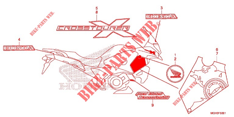 MARK/EMBLEM (2ED,2F,2RU,3E) for Honda CROSSTOURER 1200 NOIR 2013