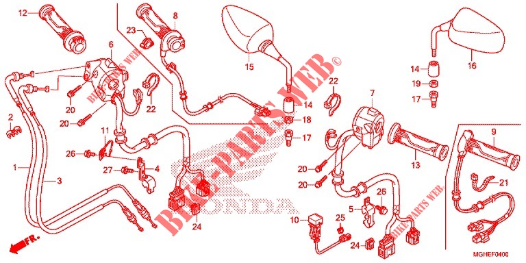 SWITCH/CABLE/MIRROR (VFR1200X/XA/XL) for Honda CROSSTOURER 1200 2014