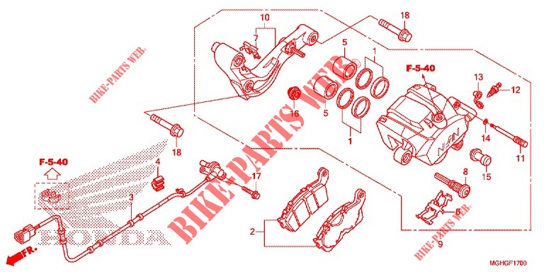 REAR BRAKE CALIPER  for Honda CROSSTOURER 1200 DL 2016
