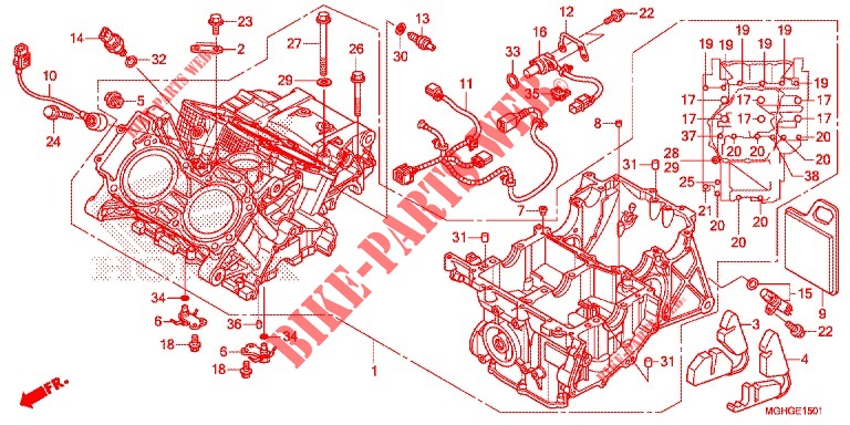 CRANKCASE (VFR1200XD/XDA/XDL/XDS) for Honda CROSSTOURER 1200 DCT RED 2016