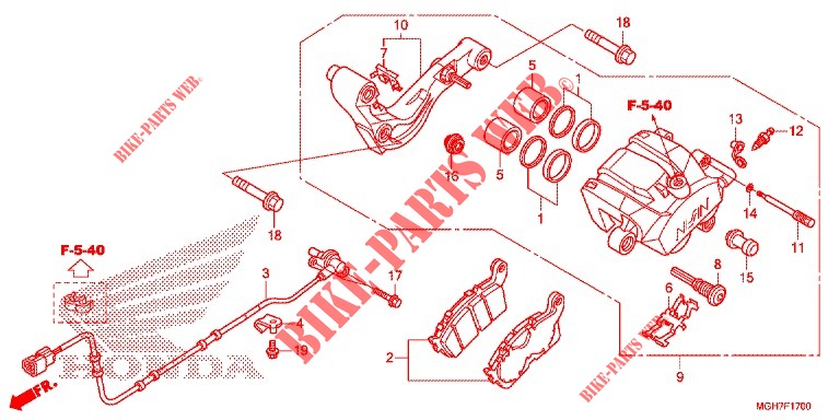 REAR BRAKE CALIPER  for Honda CROSSTOURER 1200 DCT ABS 2015
