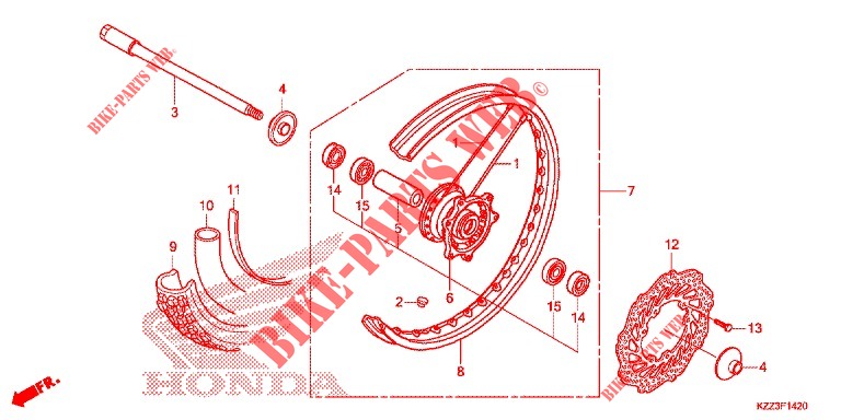 FRONT WHEEL (CRF250L) for Honda CRF 250 L ROUGE 2013
