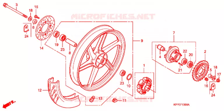REAR WHEEL  Honda MOTO 125 CBR 2008  CBR125RW7