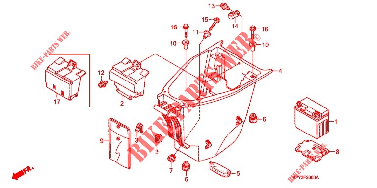 LUGGAGE BOX  BATTERY for Honda XRM 125 SPOKED WHEELS, REAR BRAKE DRUM 2011