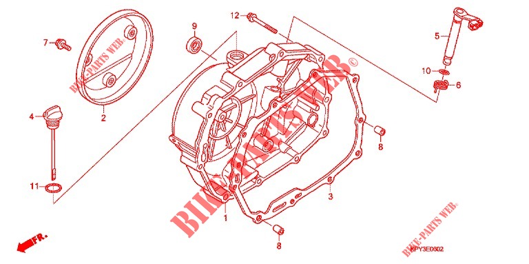 RIGHT CRANKCASE COVER (3) for Honda XRM 125 SPOKED WHEELS, REAR BRAKE DRUM 2010