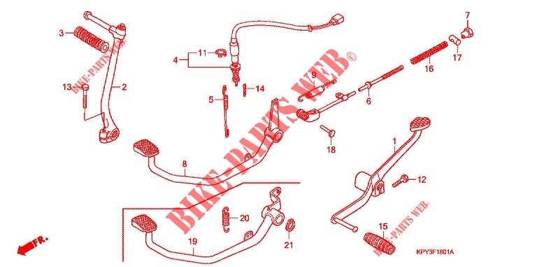 PEDAL/KICK STARTER ARM (2) for Honda XRM 125 SPOKED WHEELS, REAR BRAKE DISK 2010