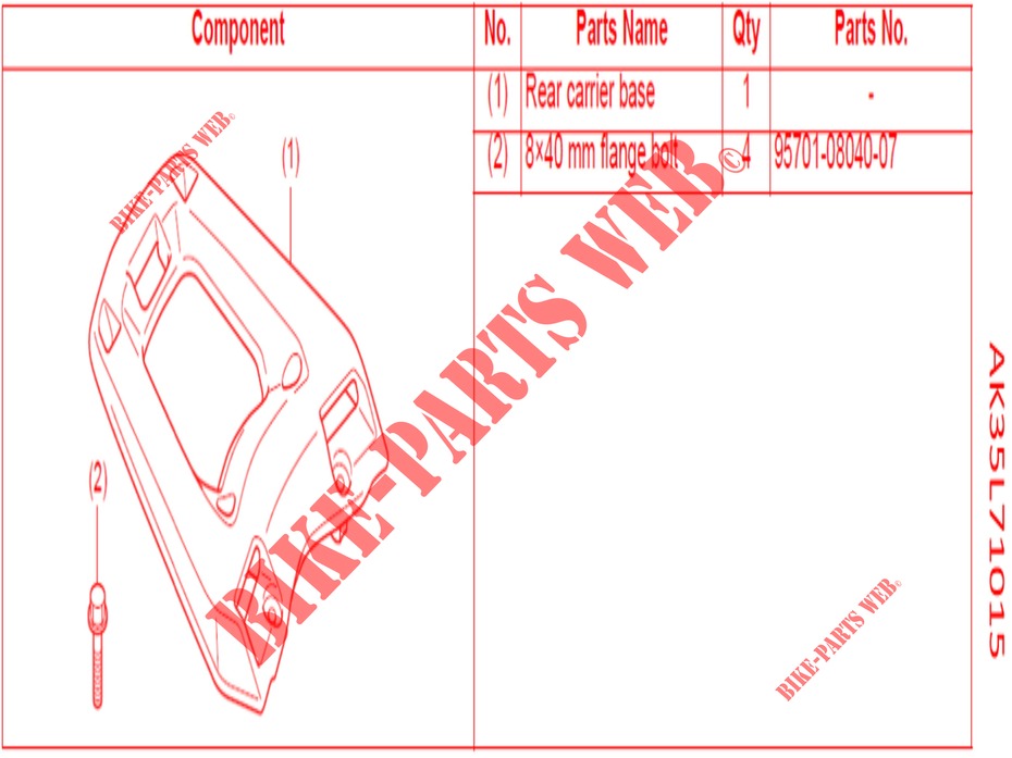    KIT, TOP BOX BASE CARRIER for Honda PCX 125 ABS 2021