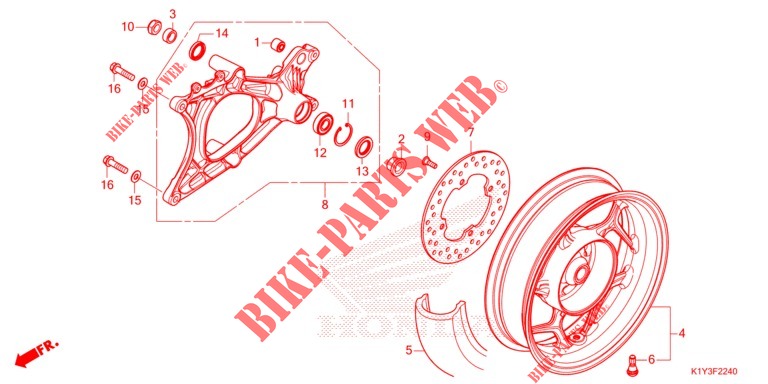 REAR WHEEL/SWINGARM (WW125A KO) for Honda PCX 125 ABS 2021