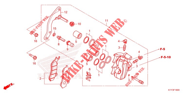 FRONT BRAKE CALIPER  (WW125) for Honda PCX 125 CBS 2021