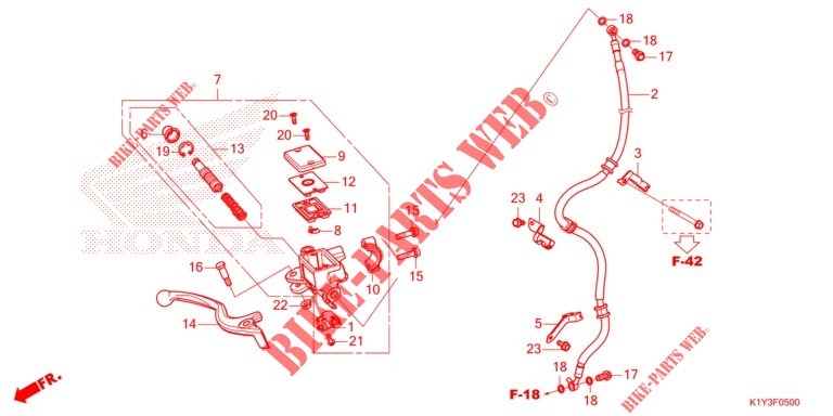 FRONT BRAKE MASTER CYLINDER  (WW125) for Honda PCX 125 CBS 2021