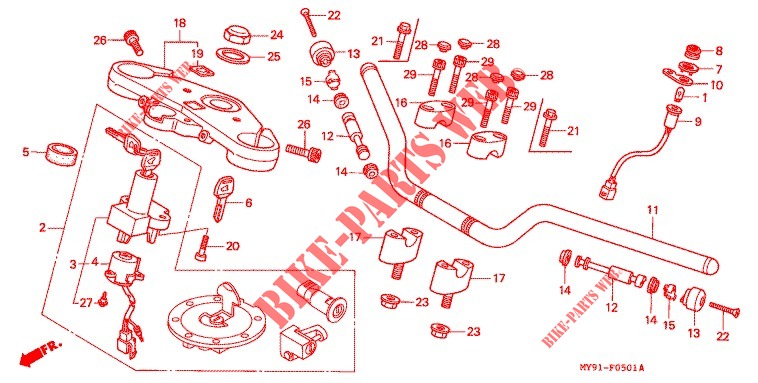 HANDLE PIPE/TOP BRIDGE  (F2R/F2S/F2T/F2V/F3T/F3V) for Honda CB 400 SUPER FOUR  -J- 1997