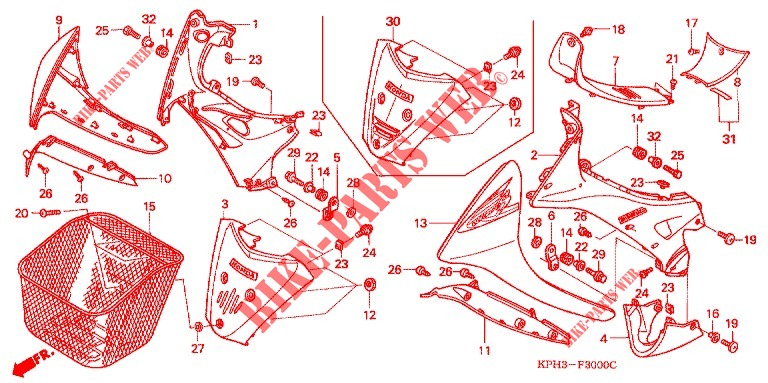 MAIN PIPE COVER/LEG SHIEL D (ANF1253,5) for Honda WAVE 125  PGMFi  Electric start 2003