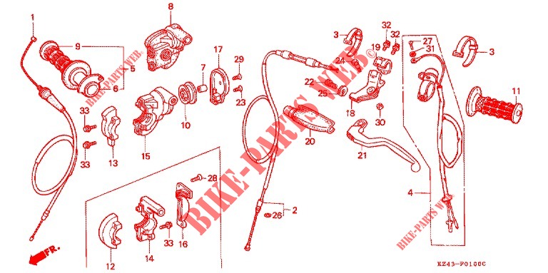 HANDLE LEVER/SWITCH/CABLE for Honda CR 125 R 1994