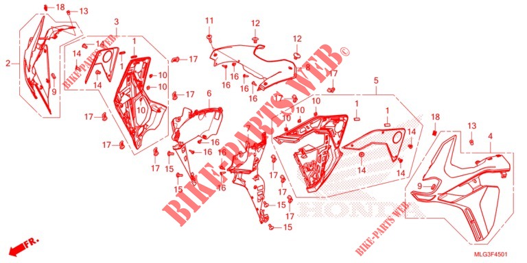 MIDDLE COWL  (CRF1100A2/A4/AL2/AL4/D2/D4/DL2/DL4) for Honda AFRICA TWIN 1100 ADVENTURE SPORT 2022