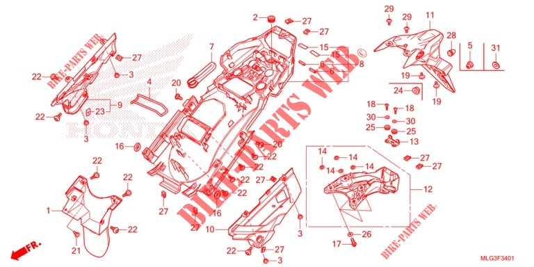 REAR FENDER   (CRF1100A2/A4/AL2/AL4/D2/D4/DL2/DL4) for Honda AFRICA TWIN 1100 ADVENTURE ES 2022