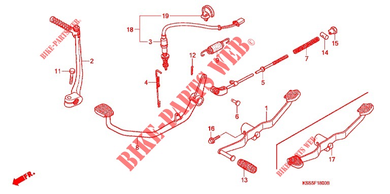 KICK STARTER ARM   BRAKE PEDAL   GEAR LEVER for Honda BIZ 125 PARTIDA ELETRICA 2011