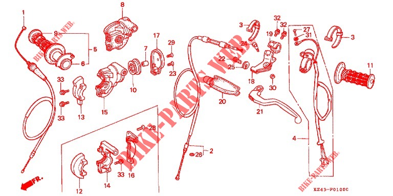 HANDLE LEVER/SWITCH/CABLE for Honda CR 125 R 1992