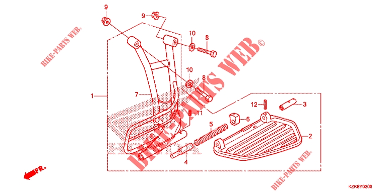FOOT REST for Honda SCV 110 DIO, TYPE 2ID 2014