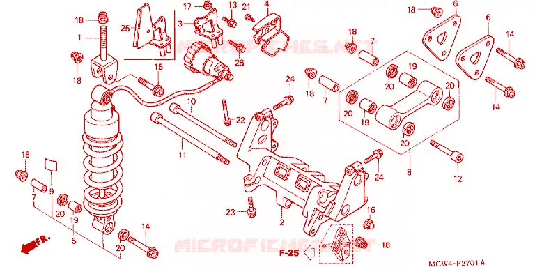 REAR SHOCK ABSORBER Honda MOTO 800 VFR 2005  VFR800A5_A
