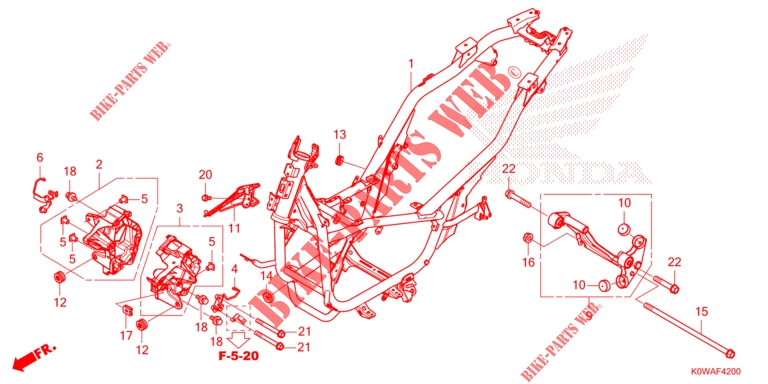     CARROSSERIE DE CHASSIS for Honda ADV 160 RED 2024