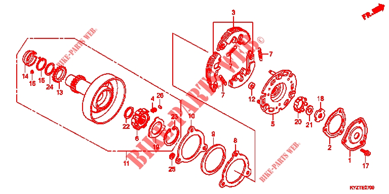     EMBRAYAGE UNIDIRECTIONNEL for Honda WAVE 125 Electric start, Spoked wheels 2015