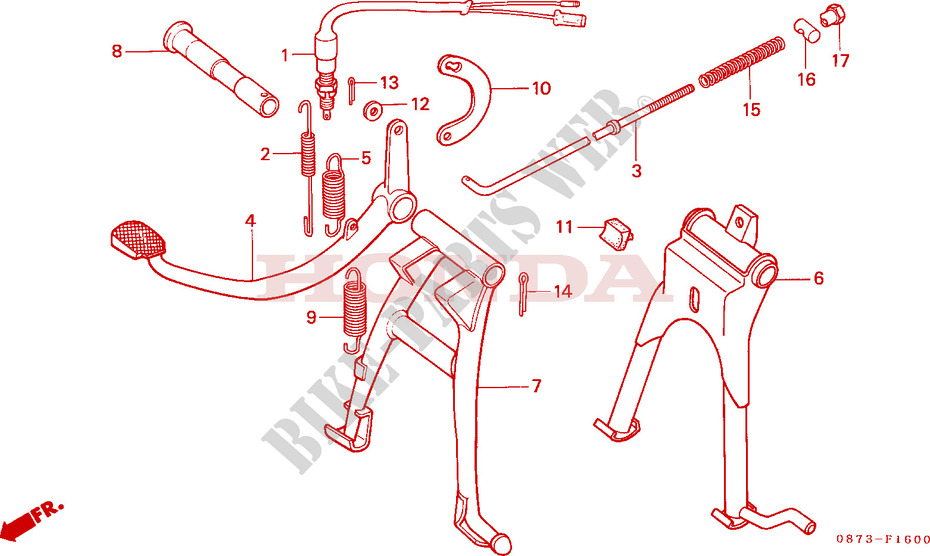 MAIN STAND   BRAKE PEDAL for Honda C 70 Z DOUBLE SEAT, KM/H 1982