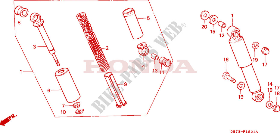 REAR SHOCK ABSORBER (2) for Honda C 70 Z DOUBLE SEAT, MILES 1977