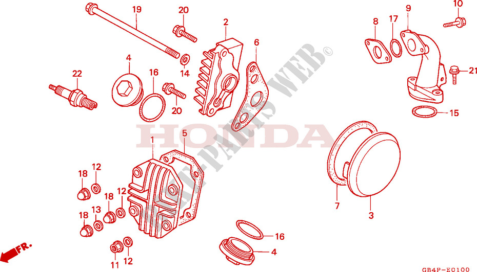 CYLINDER HEAD COVER for Honda CUB 50 STANDARD RED 1993