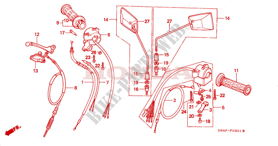 LEVER   SWITCH   CABLE (C50SP/C50ST) for Honda CUB 50 STANDARD RED 1993