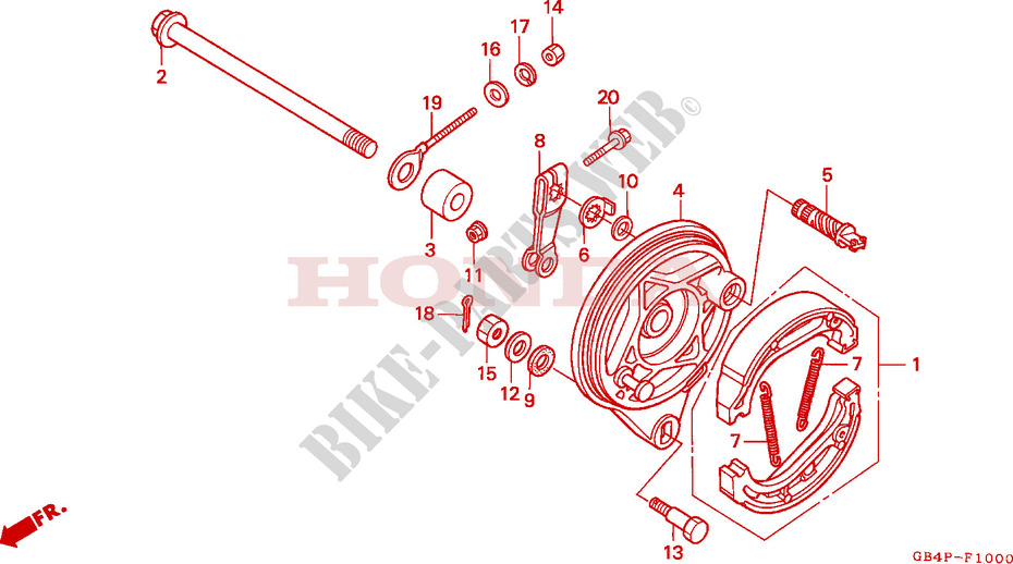 REAR BRAKE PANEL   SHOES for Honda CUB 50 RECTANGLE BACK MIRROR 1993