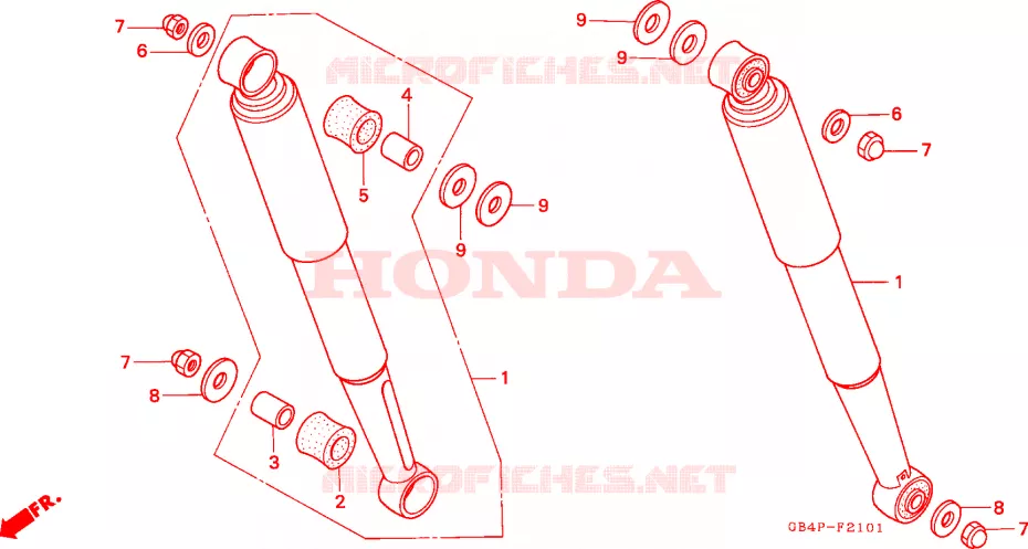 REAR SHOCK ABSORBER (C50SP/C50ST) Honda SCOOTER 50 C50 1996  C50ST