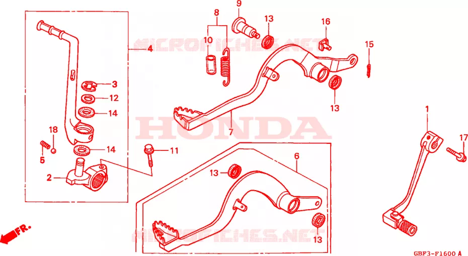 KICK STARTER ARM - BRAKE PEDAL - GEAR LEVER Honda MOTO 80 CR 1997  CR80RBV