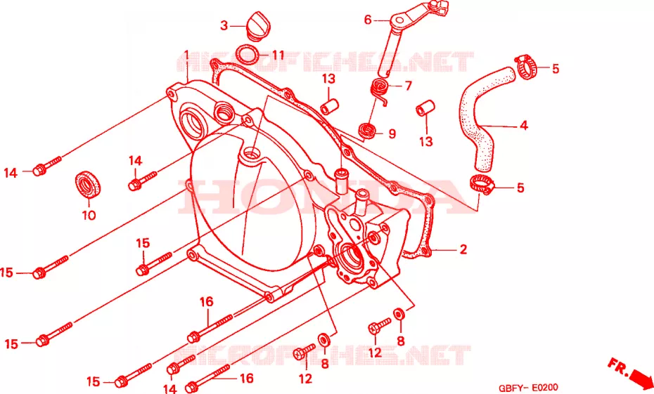 RIGHT CRANKCASE COVER Honda MOTO 80 CR 2000  CR80RBY