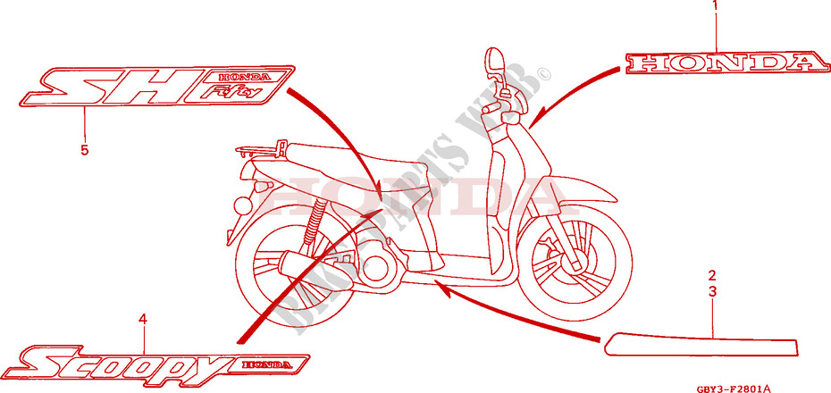 STICKERS (2) for Honda SCOOPY 50 1999