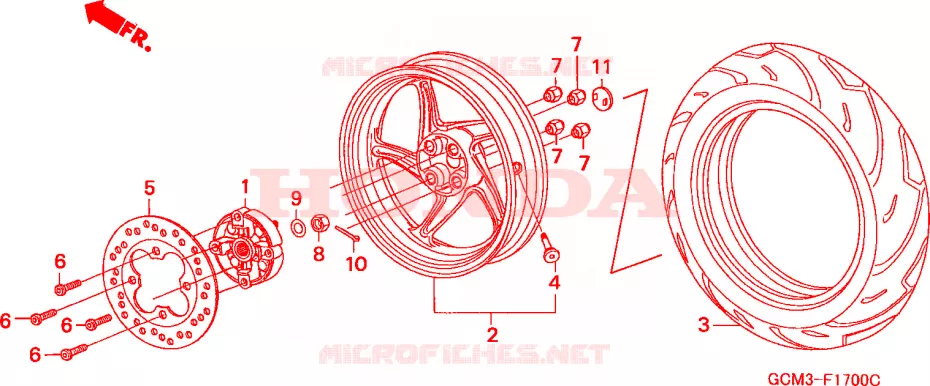 REAR WHEEL (1) Honda SCOOTER 50 X8R 2001  SZX50S1
