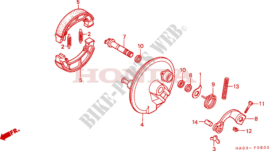 FRONT BRAKE PANEL   SHOES for Honda ATC 250 BIG RED 1985