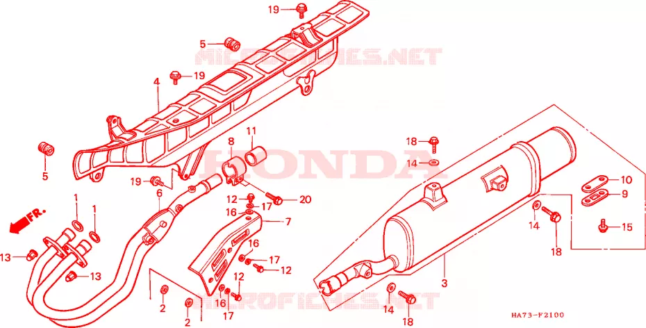 EXHAUST MUFFLER Honda ATV 350 FOURTRAX 1987  TRX350H