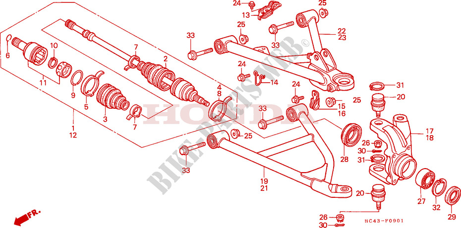 KNUCKLE/FRONT ARM  for Honda TRX 300 FOURTRAX 4X4 1991