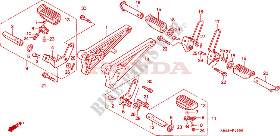 FOOTREST for Honda CB 250 TWO FIFTY 1996