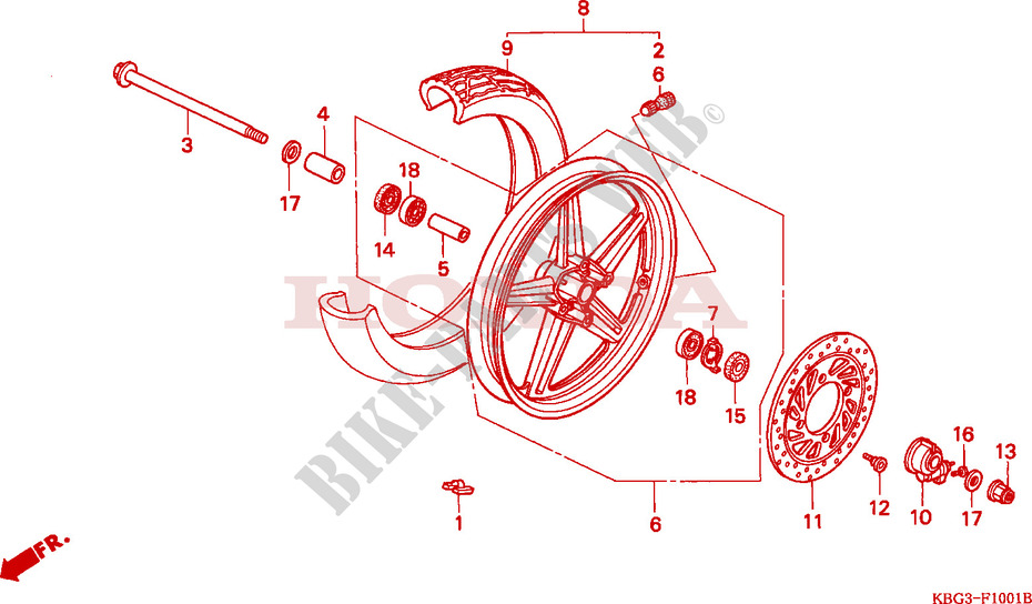 FRONT WHEEL (2) for Honda CB 250 TWO FIFTY MPH 1998