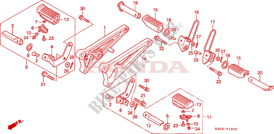 FOOTREST for Honda CB 250 TWO FIFTY 1992
