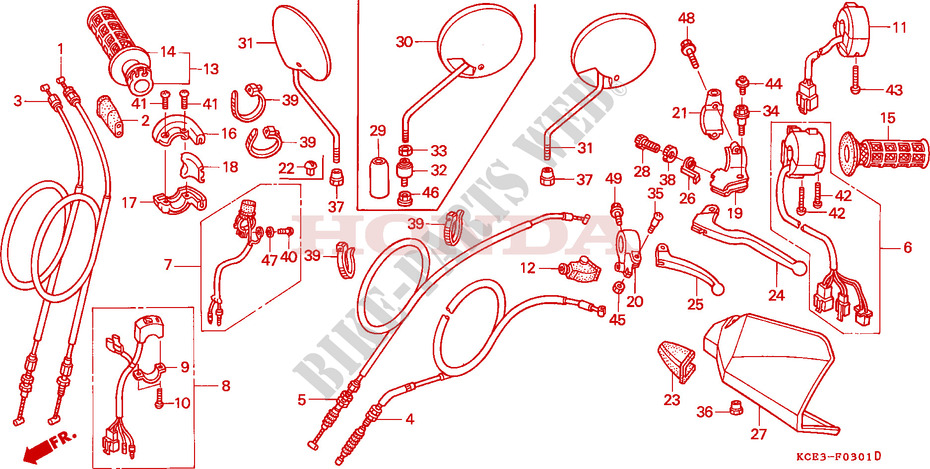 LEVER   SWITCH   CABLE (CL/DK/ED/U) for Honda XR 250 R 1997